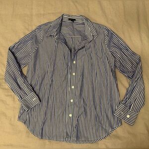 Ann Taylor Blue and White Striped Shirt